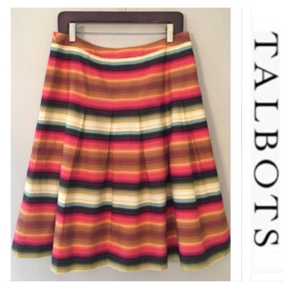 3/$20 Talbots Striped Southwestern Stripe Pleated Skirt